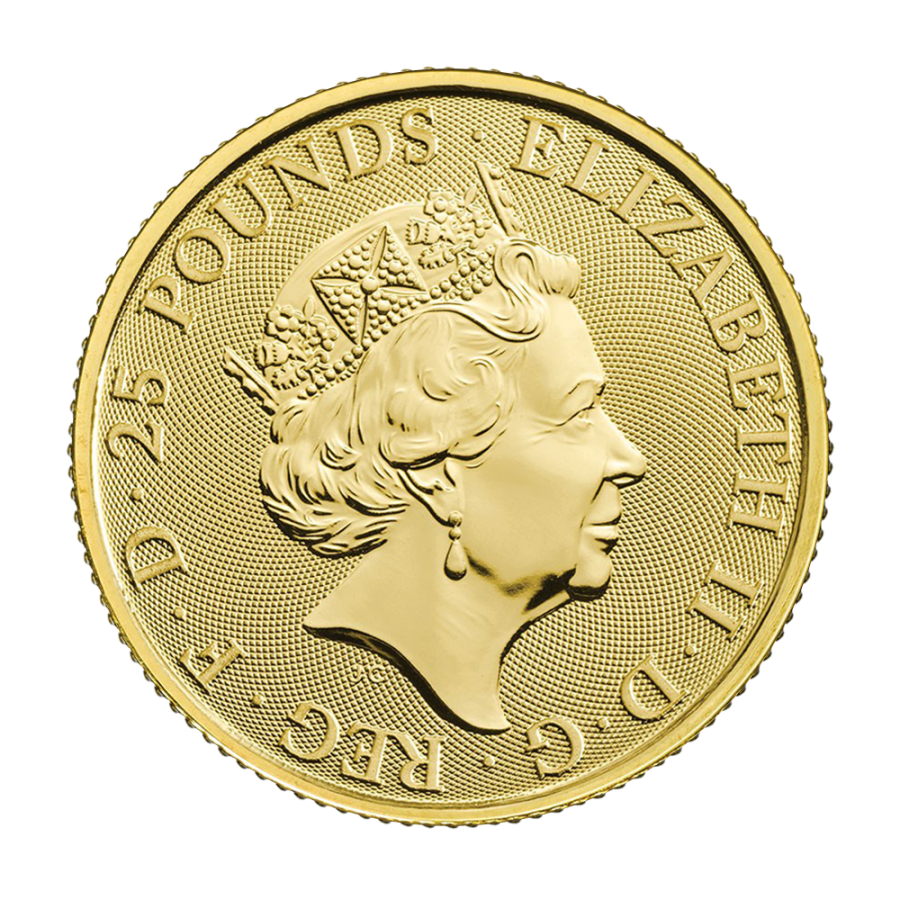 Gold Coin: The Queen's Beasts – White Greyhound from Richmond, 1.4 oz, Obverse