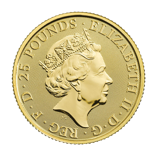 Gold Coin: The Queen's Beasts – White Greyhound from Richmond, 1.4 oz, Obverse