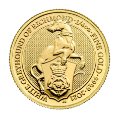 Gold Coin: The Queen's Beasts – White Greyhound from Richmond, 1.4 oz, Reverse