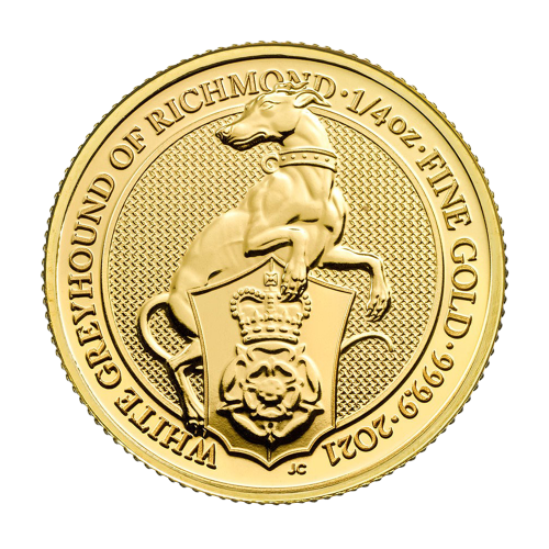 Gold Coin: The Queen's Beasts – White Greyhound from Richmond, 1.4 oz, Reverse