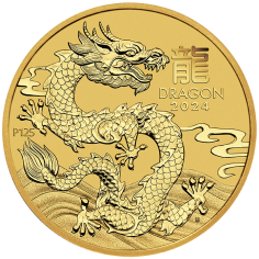gold coin year of the dragon 1.10 ounce 2024 reverse