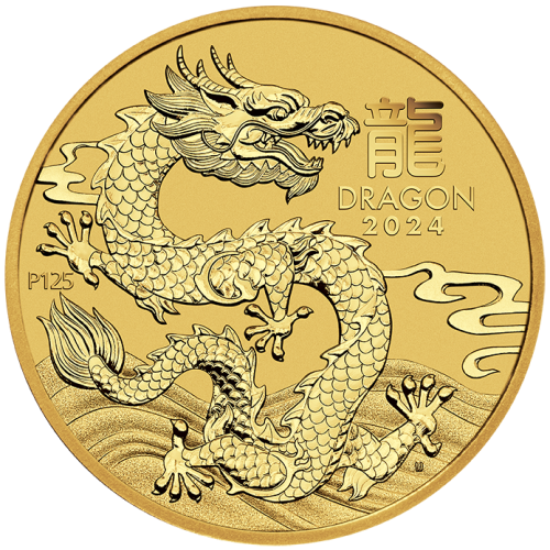 gold coin year of the dragon 1.4 ounces 2024 reverse