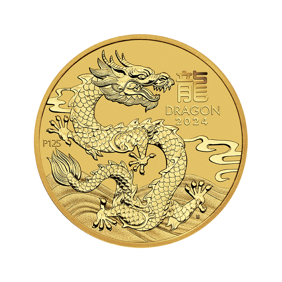 gold coin year of the dragon 1 ounce 2024 reverse
