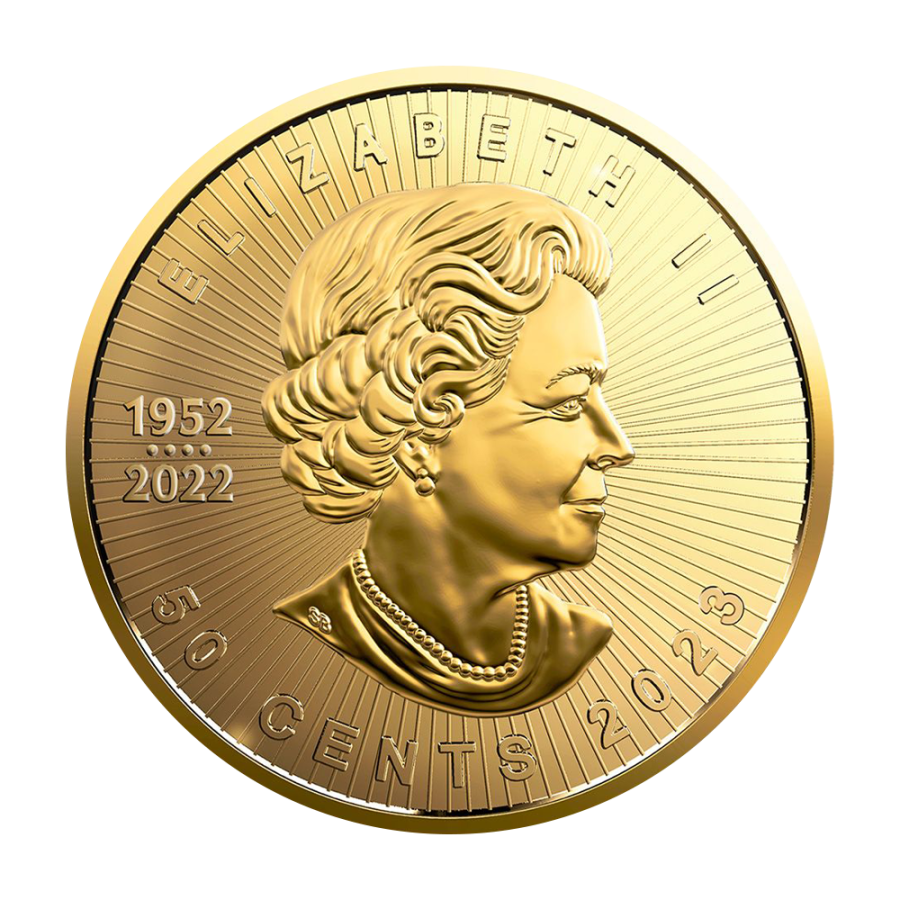 gold coin Canadian maple leaf 1 g obverse