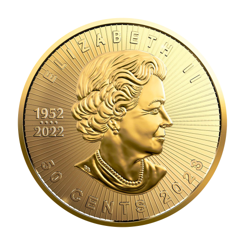 gold coin Canadian maple leaf 1 g obverse