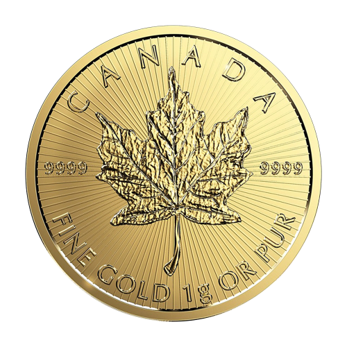gold coin Canadian maple leaf 1 g reverse