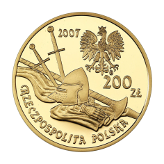 gold coin 200 PLN history of Polish cavalry heavily armored knight 15th century 2007 reverse 2