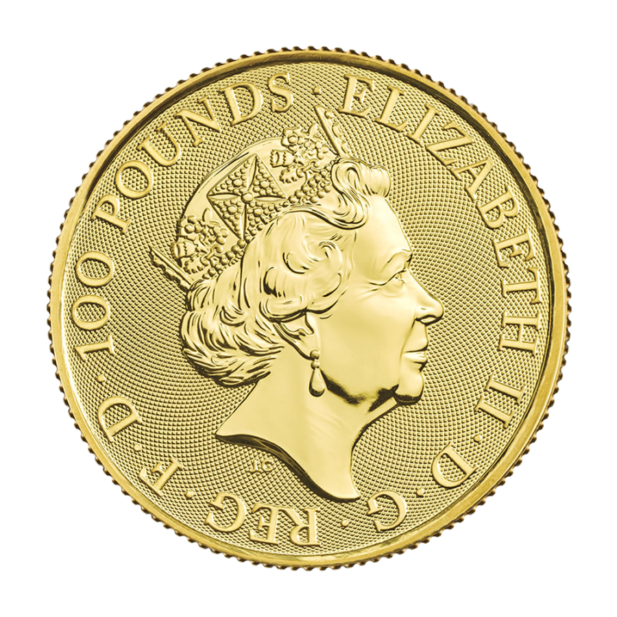 gold coin queen's beasts white lion 1 ounce obverse