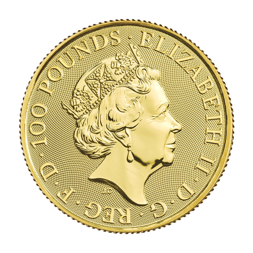 gold coin queen's beasts white lion 1 ounce obverse