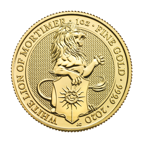 gold coin queen's beasts white lion 1 ounce reverse