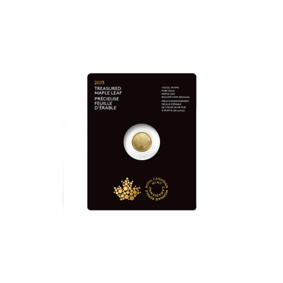 gold coin - valuable Canadian maple leaf - 1/10 ounce - package of 1