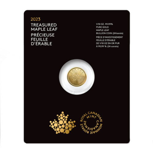 gold coin - valuable Canadian maple leaf - 1/10 ounce - package of 1