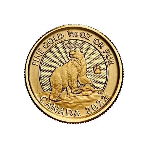 Gold Coin: Polar Bear, 1/10 Ounce, Reverse Side