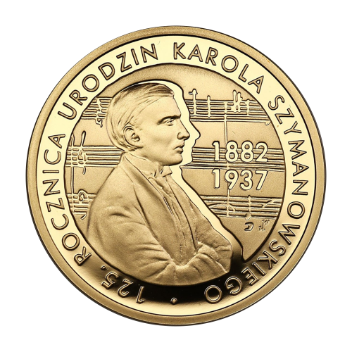 gold coin 200 PLN 125th anniversary of Karol Szymanowski's birth 1882-1937-2007 reverse