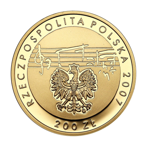 gold coin 200 PLN 125th anniversary of Karol Szymanowski's birth 1882-1937-2007 obverse
