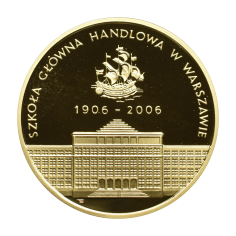 gold coin 200 PLN 100th anniversary of the Warsaw School of Economics 2006 reverse