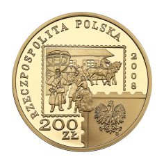 gold coin 200 PLN 450 years of the Polish Post Office 2008 obverse 2