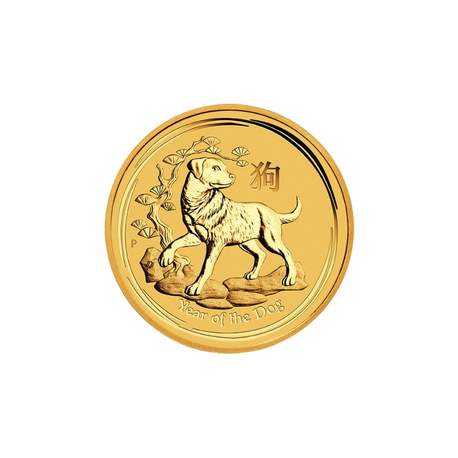 2018 Year of the Dog 12-ounce gold coin – reverse side