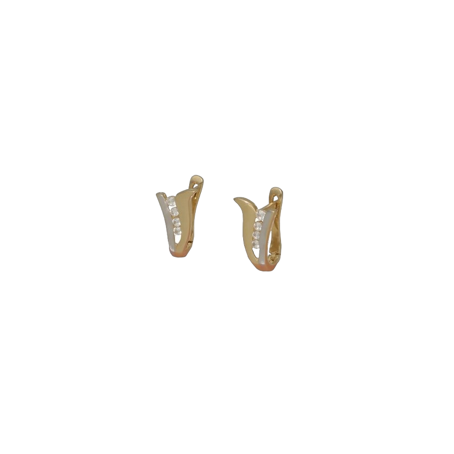 gold earrings with zirconia