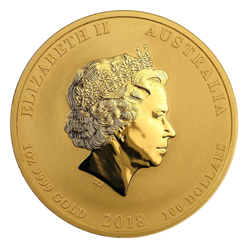 2018 Year of the Dog Gold Coin, 1 Ounce, Obverse