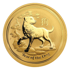 2018 Year of the Dog Gold Coin, 1 Ounce, Reverse