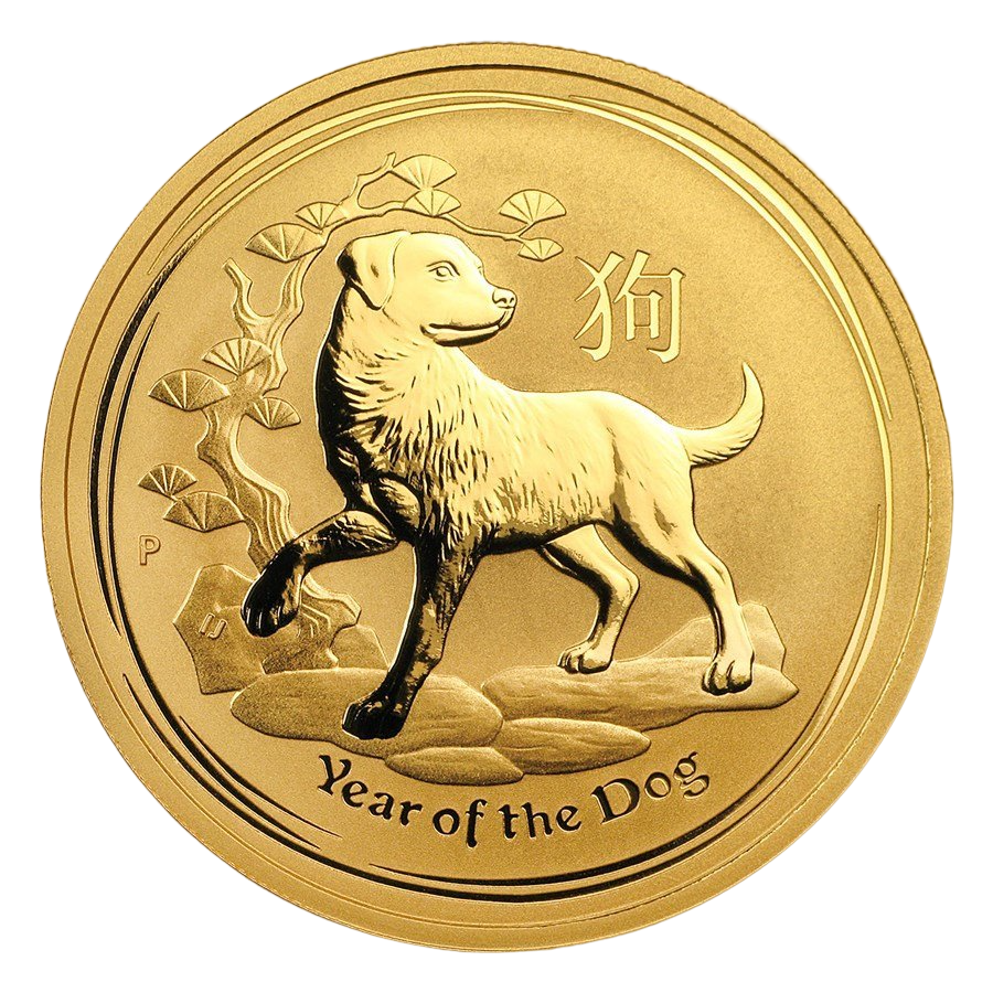 2018 Year of the Dog Gold Coin, 1 Ounce, Reverse