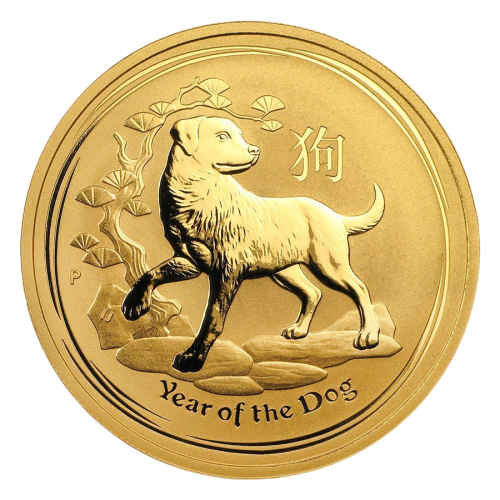 2018 Year of the Dog Gold Coin, 1 Ounce, Reverse