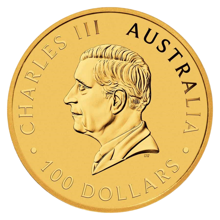 gold coin Australian kangaroo 1 ounce current year obverse