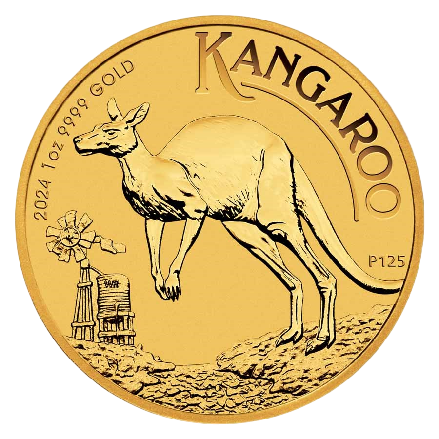 gold coin Australian kangaroo 1 ounce current year reverse