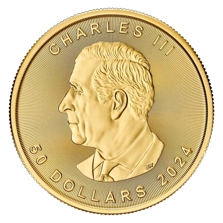 gold coin Canadian maple leaf 1 ounce current year obverse