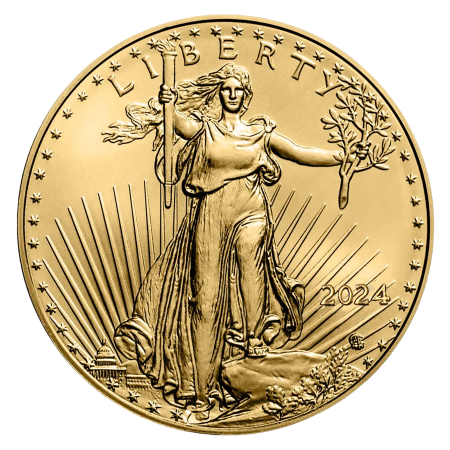 gold coin American eagle 1 ounce current year reverse