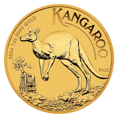 gold coin Australian kangaroo 1 ounce current year reverse