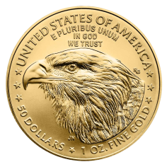 gold coin American Eagle 1 ounce current year obverse