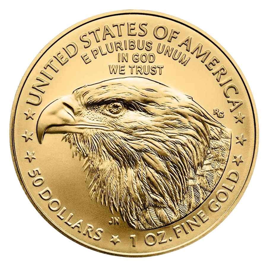 gold coin American Eagle 1 ounce current year obverse