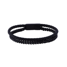 men's bracelet - steel and leather