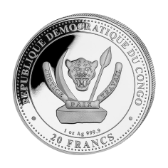 Silver Coin: Congo Prehistoric Life T-Rex 1 Ounce (Obverse 2)