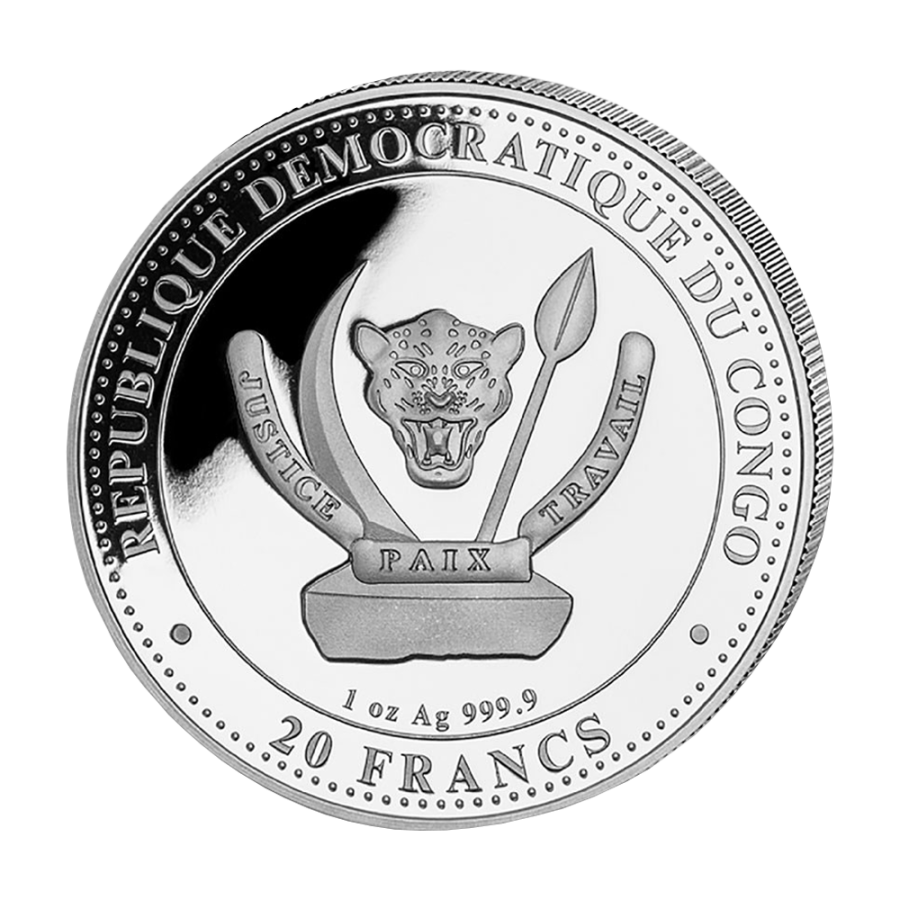 Silver Coin: Congo Prehistoric Life T-Rex 1 Ounce (Reverse)