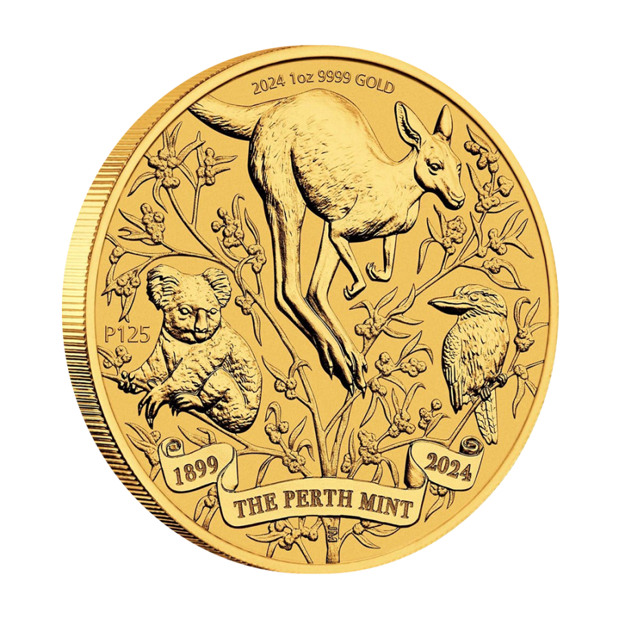 gold coin 125th anniversary Perth Mint 1 ounce reverse