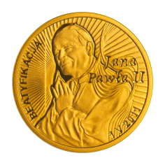 gold coin 100 zloty beatification of John Paul II reverse