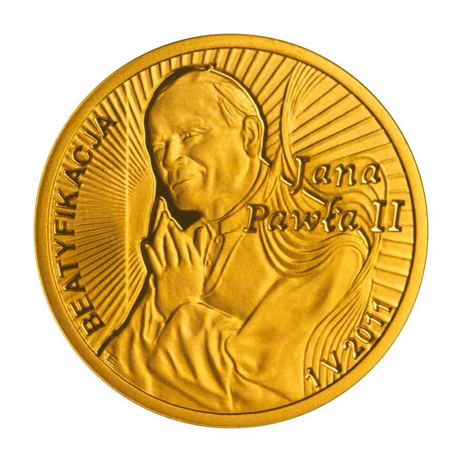 gold coin 100 zloty beatification of John Paul II reverse