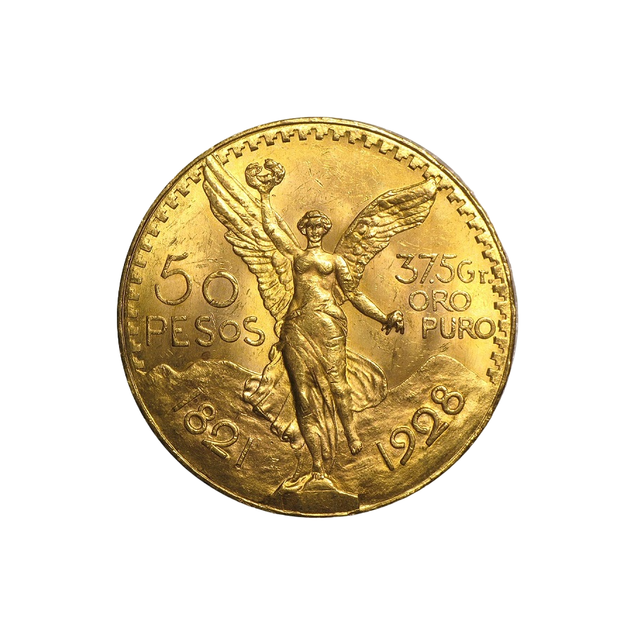 gold coin 50 pesos obverse