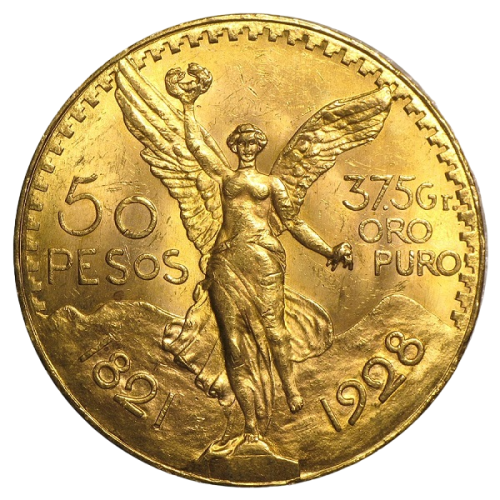 gold coin 50 pesos obverse
