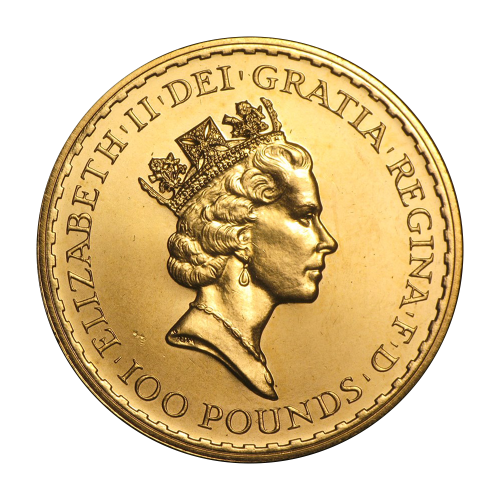 1-ounce Britannia gold coin, 916 fineness, obverse