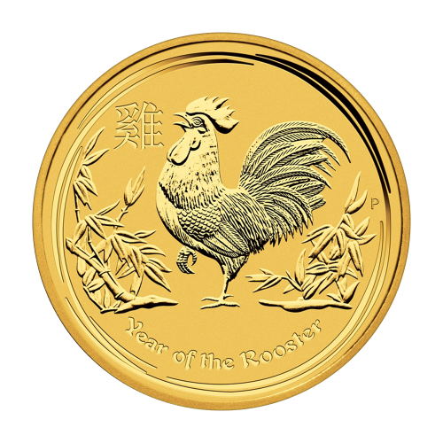 2017 Rooster Year Gold Coin, 1.10 oz, Reverse Side