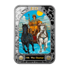 silver coin tarot chariot reverse
