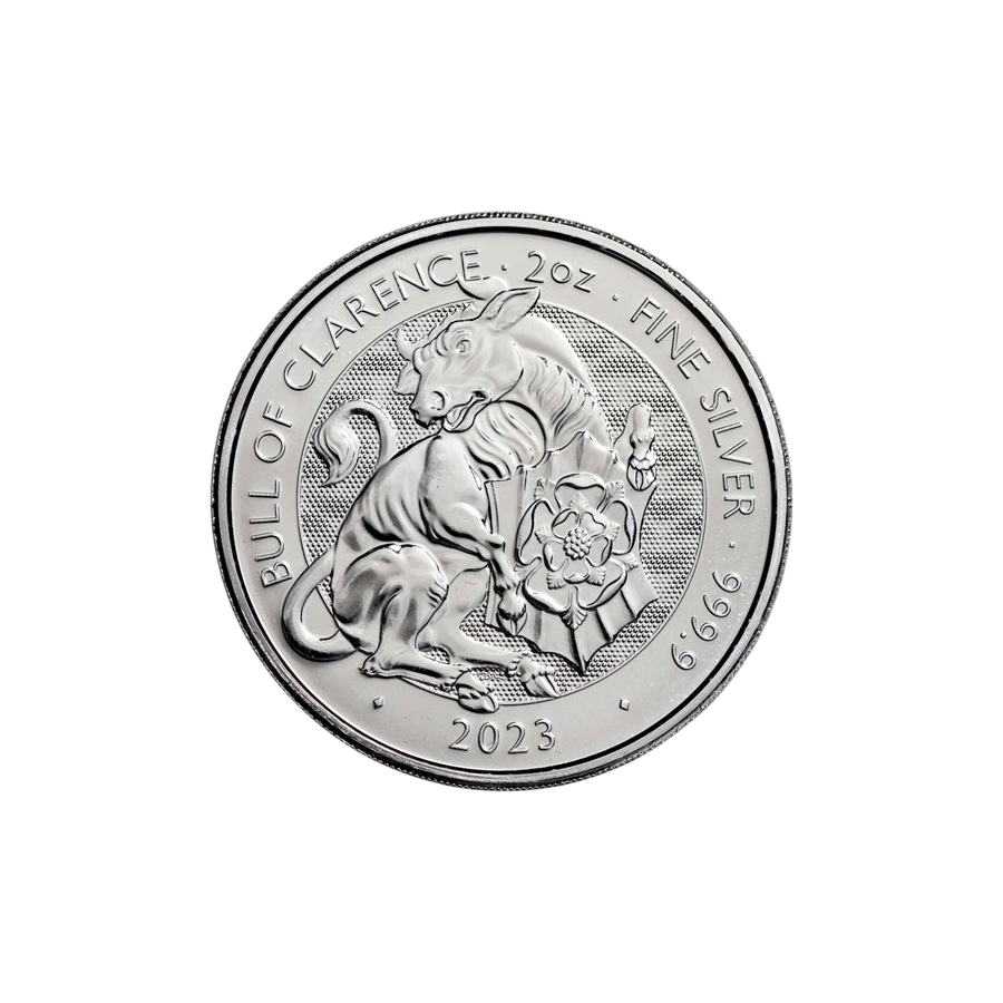 silver coin beasts of the Tudors bull of Clarence 2 ounces reverse