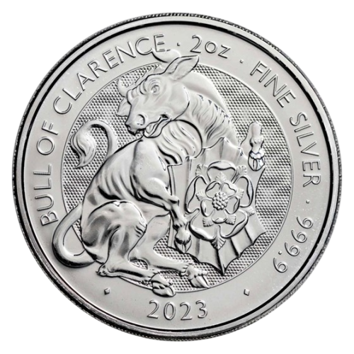 silver coin beasts of the Tudors bull of Clarence 2 ounces reverse