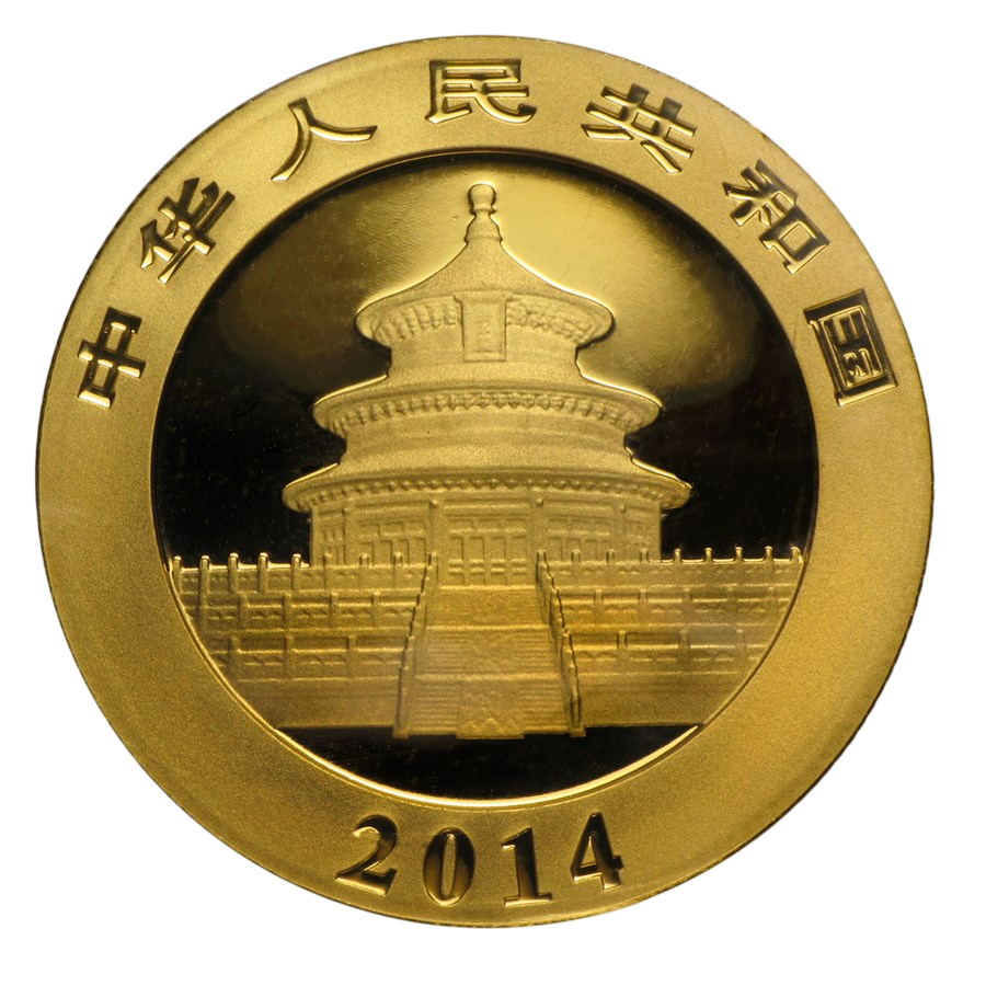 Chinese Panda Gold Coin, 1/10 oz, Obverse