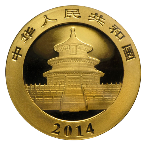 Chinese Panda Gold Coin, 1/10 oz, Obverse