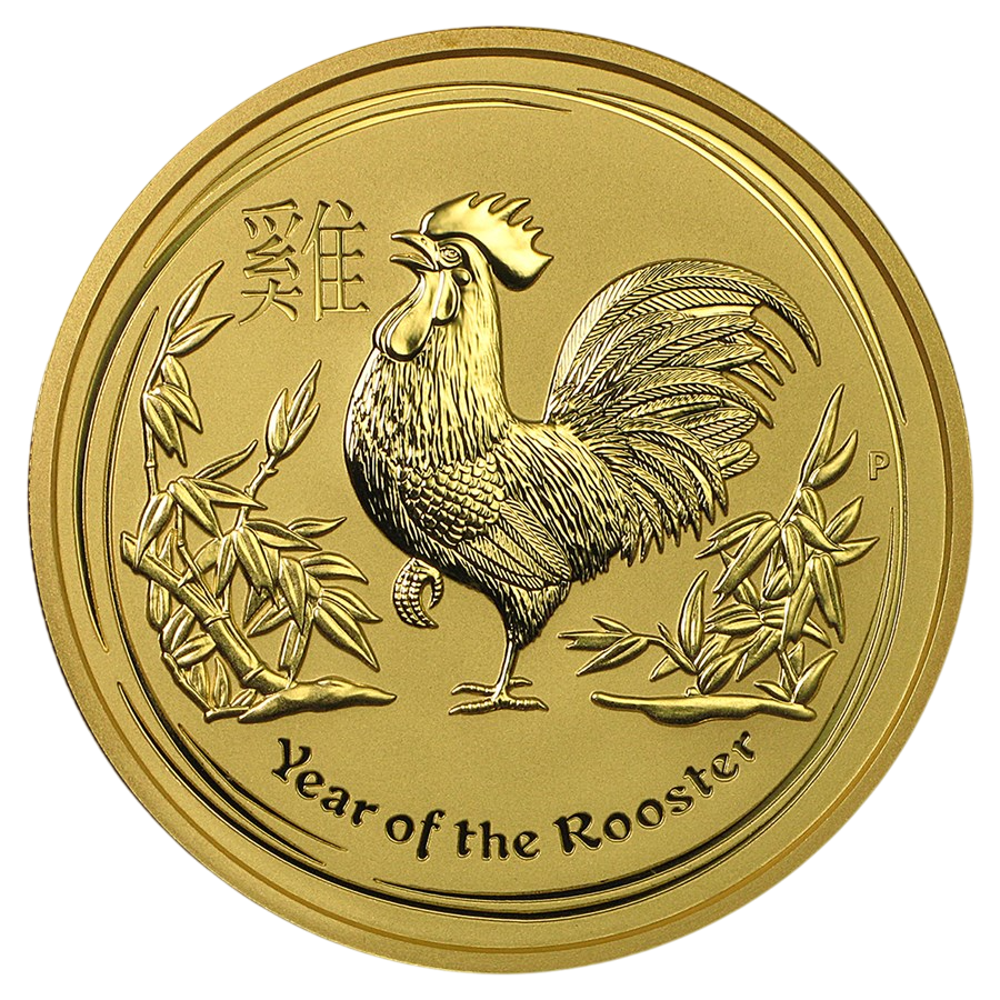 gold coin year of the rooster 2017 2 ounces reverse